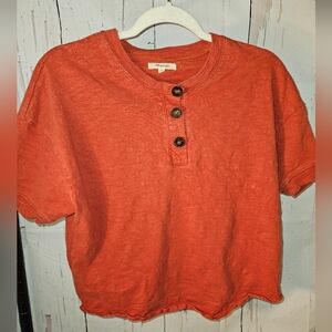 Madewell XS Henley, short sleeve Rust color